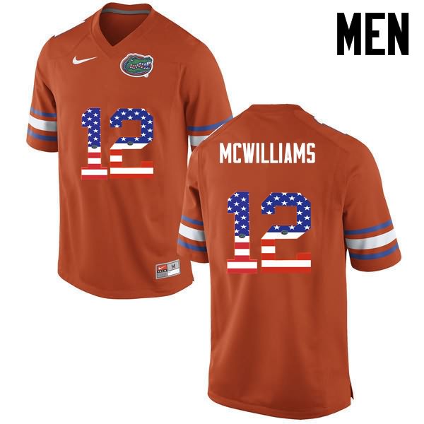 NCAA Florida Gators C.J. McWilliams Men's #12 USA Flag Fashion Nike Orange Stitched Authentic College Football Jersey FGB4664ZP